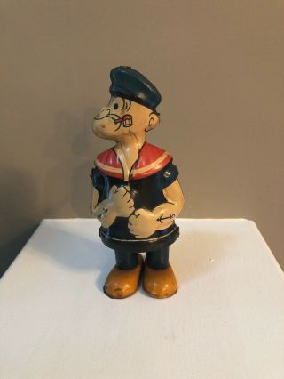 Rare Vintage Tin Wind Up Popeye Walking Tin Wobbly Toy.