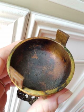 Small Antique Chinese Gilt Bronze Tripo Incense Burner 8