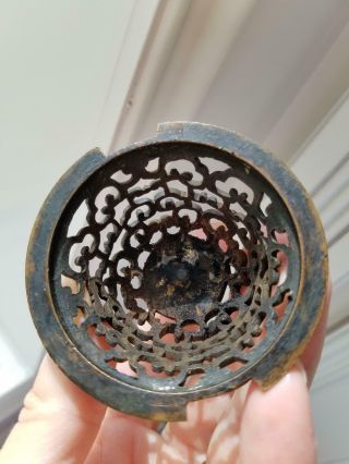 Small Antique Chinese Gilt Bronze Tripo Incense Burner 9