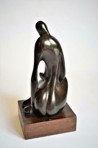VINTAGE MODERNIST ABSTRACT Henry Moore Style SEATED FEMALE WOOD SCULPTURE 2