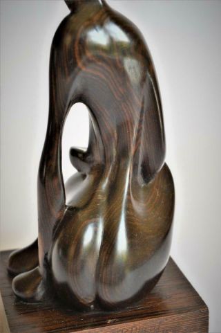 VINTAGE MODERNIST ABSTRACT Henry Moore Style SEATED FEMALE WOOD SCULPTURE 3