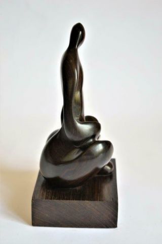 VINTAGE MODERNIST ABSTRACT Henry Moore Style SEATED FEMALE WOOD SCULPTURE 4