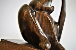 VINTAGE MODERNIST ABSTRACT Henry Moore Style SEATED FEMALE WOOD SCULPTURE 9