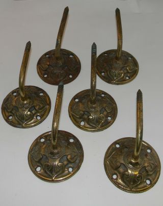 6 Antique Hand/foot/bar Railing Mounts - Cast Iron & Brass