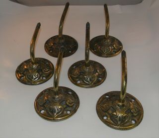 6 Antique Hand/Foot/Bar Railing Mounts - Cast Iron & Brass 2