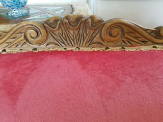One of a Kind Handcarved Royal Peacocks 1920 ' s Red Velvet French Parlor Couch 7