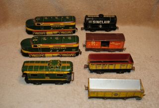 Vintage Marx Tin Wind Up Trainset Seaboard Air Lines Locomotive Sinclair Wyandot 4