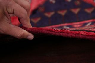Vintage Geometric Hamedan Persian Tribal Area Rug CORAL RED Oriental WOOL 3 ' x5 ' 10