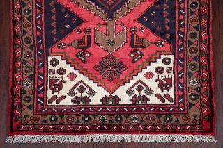 Vintage Geometric Hamedan Persian Tribal Area Rug CORAL RED Oriental WOOL 3 ' x5 ' 5