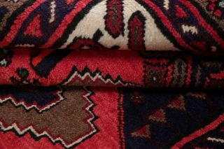 Vintage Geometric Hamedan Persian Tribal Area Rug CORAL RED Oriental WOOL 3 ' x5 ' 7