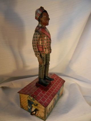 Antique Jazzbo Jim The Dancer On The Roof 1921 Unique Art Tin Toy Wind - Up