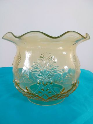 Antique Victorian /edwardian Uranium Vaseline Glass Duplex Oil Lamp Shade