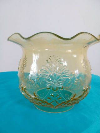 Antique Victorian /Edwardian Uranium Vaseline Glass Duplex Oil Lamp Shade 2