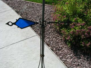 Old & Crude Cobalt Blue Stamped Star Kite Tail Lightning Rod Weather Vane