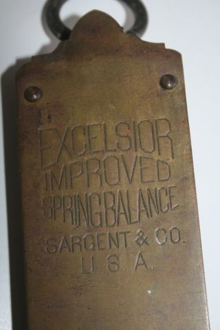 Vintage Excelsior Improved Brass Spring Balance Sargent & Co.  Hanging Scale 2