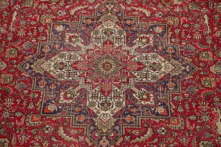 Vintage Persian Oriental Area Rug Geometric Hand - Knotted RED Wool Carpet 10x13 4