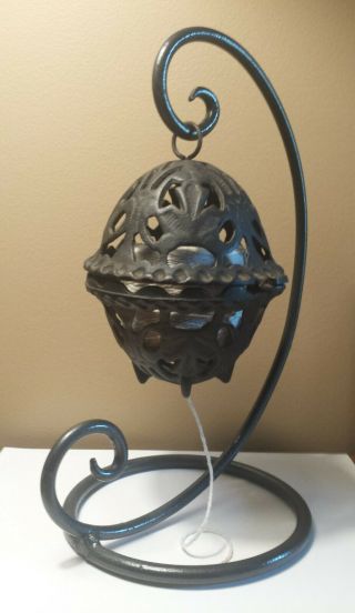 Vintage Hanging Cast Iron String / Twine Holder With Display Stand