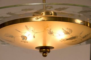 Mid Century Fontana Arte Italian Pendant Light Chandelier circa 1950s 3