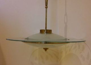 Mid Century Fontana Arte Italian Pendant Light Chandelier circa 1950s 4