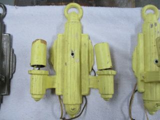 Vintage 3 Matching Art Deco 1930 Wall Sconce Light Fixtures electrolier 3