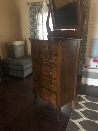 Antique Vintage Tiger Oak Dresser with Mirror oak 10
