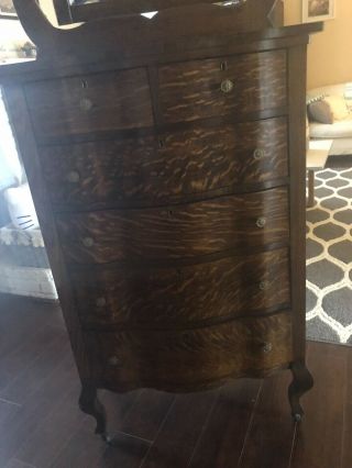 Antique Vintage Tiger Oak Dresser with Mirror oak 2