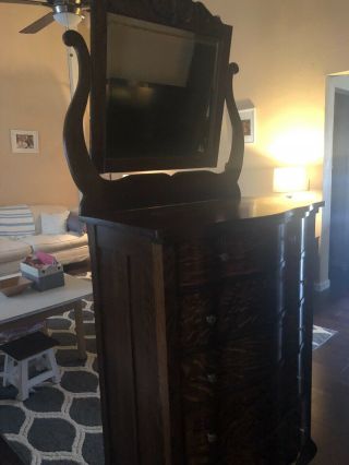 Antique Vintage Tiger Oak Dresser with Mirror oak 4