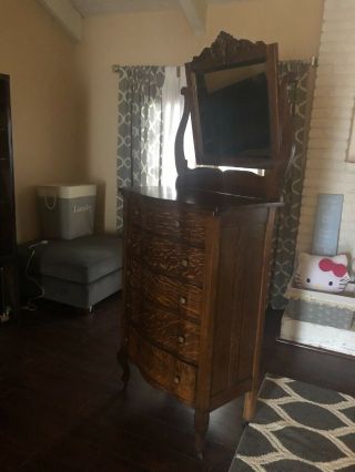 Antique Vintage Tiger Oak Dresser with Mirror oak 5