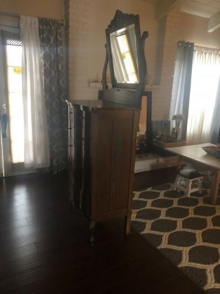 Antique Vintage Tiger Oak Dresser with Mirror oak 8