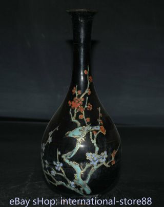 11.  2 " Old Chinese Jizhou Kiln Porcelain Dynasty Palace Flower Birds Bottle Vase