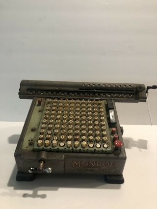 Antique Monroe Mechanical High Speed Adding Machine Calculator 1940 