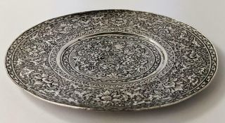 QAJAR ISLAMIC Antique SOLID SILVER DISH ENGRAVED FLOWERS c1890 5