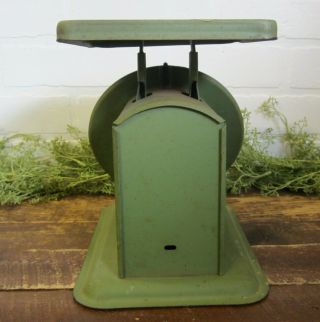 Vintage Green Sears Roebuck & Co Kitchen Scale 25 pound with Pan / Tray 8