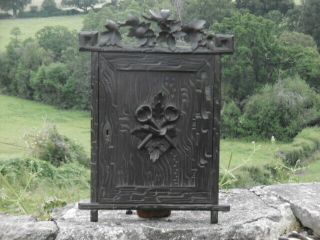 19thc Black Forest Oak Carved Key Cabinet C.  1870