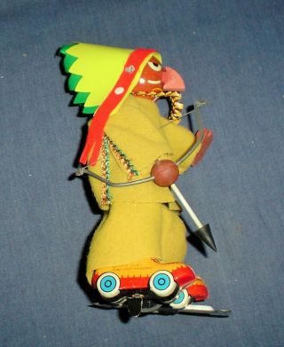 Vintage Linemar Tin Toy Shy Anne Mechanical Indian Skater w/Original Box 3