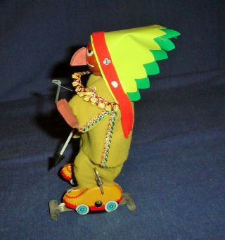 Vintage Linemar Tin Toy Shy Anne Mechanical Indian Skater w/Original Box 5