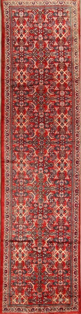 Vintage Traditional Floral Sarouk Persian Oriental Hand - Knotted 3x13 Runner Rug