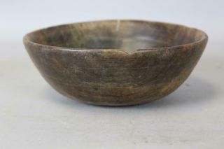 RARE LATE 17TH C PILGRIM TURNED AND HAND HEWN WOODEN BOWL IN BIRCH OLD SURFACE 3