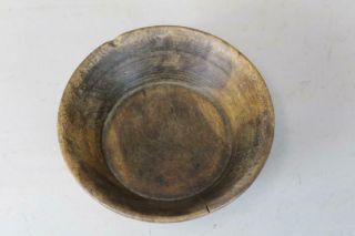RARE LATE 17TH C PILGRIM TURNED AND HAND HEWN WOODEN BOWL IN BIRCH OLD SURFACE 7