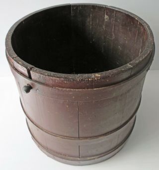 Antique Brown Painted Wood Firkin with Cover 14” 6
