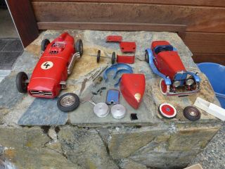 Antique “meccano” Wind Up Tin Car W/ Extra Parts & German Mercedes Tin Car