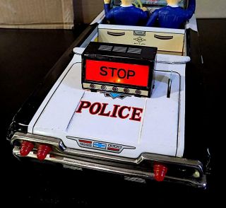 Vintage Tinplate Battery Operated Police Convertible Car,  Daiya,  Japan,  EXiB 8