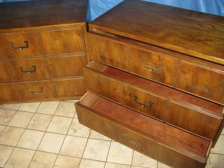 Henredon Fine Furniture Antique Oak Campaign Chests/dressers/stands Brass Handle