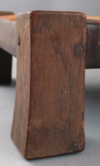 Antique American Arts & Crafts Gustav Stickley Oak & Leather Foot Stool,  NR 3