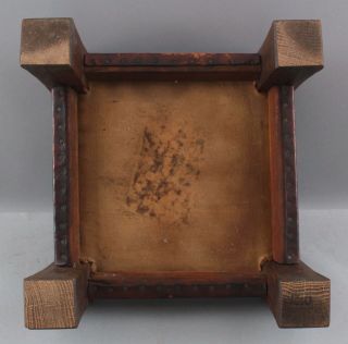 Antique American Arts & Crafts Gustav Stickley Oak & Leather Foot Stool,  NR 7