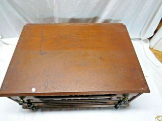 Antique 1800s Clark ' s O.  N.  T.  Spool Cotton Table Top Red Glass 3 Drawer Cabinet 6