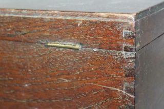 19TH C DOCUMENT BOX IN QUARTER SAWN OAK DELICATE DOVETAILS AND OLD SURFACE 9