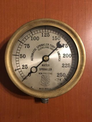 Vintage Ashcroft Mfg Co 5 " Brass Water Sprinkler Pressure Gauge Circa 1920s