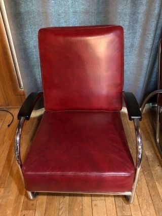 Royalchrome chairs in red vinyl.  Art Deco.  Mid - Century Modern. 2