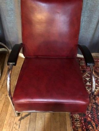 Royalchrome chairs in red vinyl.  Art Deco.  Mid - Century Modern. 3